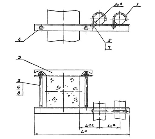 Крепления двух трубопроводов к колонне в Молодечно