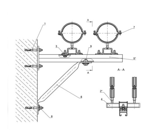 Крепления двух трубопроводов к стене в Молодечно