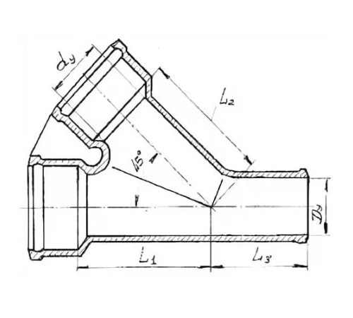 Косые чугунные тройники 45° в Молодечно с доставкой по Беларуси