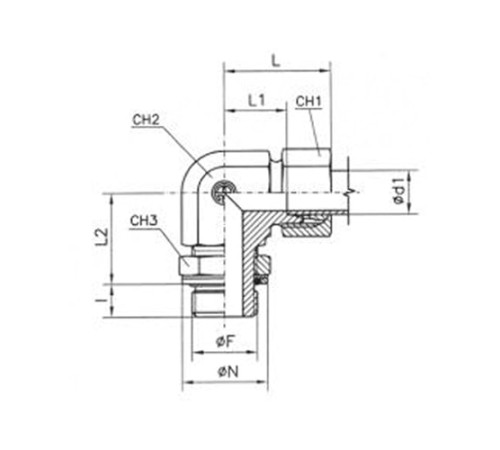Угольники ввертные TN 514 с уплотнением в Молодечно