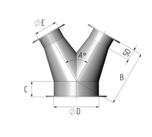 Титановые неравнопроходные Y-тройники для воздуховодов в Молодечно